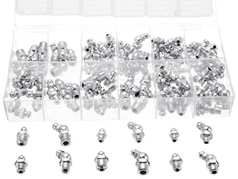 KingLan 130Pcs Metric Imperial Fitting Bsp Unf M6 M8 M10 Assorted Hydraulic Grease Nipples Pipes Fittings