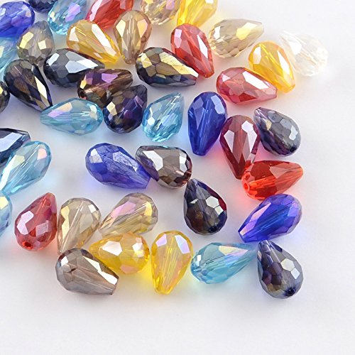Perlin Tschechische Kristall Perlen Glasperlen Schmuckperlen Bunt 15mm x 10mm Tropfen form Fire-polished Kristallschliffperlen Glasschliffperlen