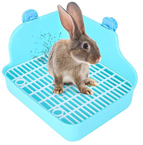 Haustiertoilette mit Fußmatte, Kleintiertoilette, quadratische Form, Haustiertoilette für Kaninchen, Chinchillas, Meerschweinchen, Käfiggebrauch, Grün