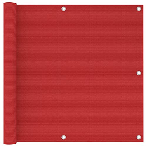 vidaXL Toldo para Balcón Parasol Pantalla Privacidad Malla Ocultación Patio Jardín Terraza Protección Impermeable HDPE Rojo 90x300 cm