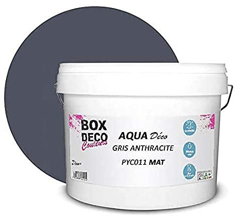 BOX DECO COULEURS Pintura de pared acrílica con aspecto mate Aqua Deco – 10L, gris antracita