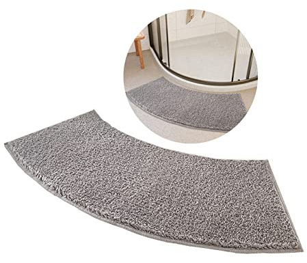 Gebogene Duschmatte, Badvorleger Für Dusche - Halbrund, 40x100 cm Weiche rutschfeste Hochflor, Passt Perfekt An Eine Runddusche An (Grey)