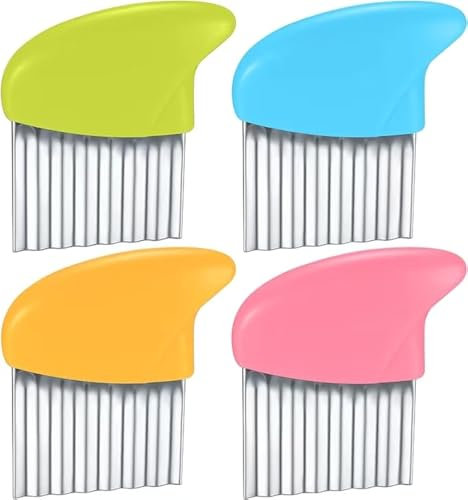Vwoqiy 4 Pezzi Taglia Verdura, Coltello per Fette di Patate, Affettatrice di Verdure Patatine Taglierina ondulata in Acciaio Inox per Patate, Cipolla, Carote, Verdura, Frutta
