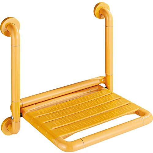 DUTIL Klappbarer Duschstuhl mit Armlehne, Klapphocker im Badezimmer, Duschsitz an der Wand montiert for Senioren, Sicherheit, Rutschfester, barrierefreier Handlauf