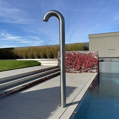 KORY Model Pipeline solardusche, gebürsteter Edelstahl, 24 Liter, gartendusche pooldusche außenendusche
