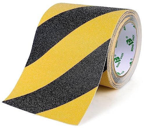 BOMEI PACK 5m x 150mm Anti Rutsch Klebeband, Stark Sicherheitsband rutschfest, Gelb & Schwarz,Anti-Rutsch-Klebeband Schritte Band,rutschfeste Sicherheits-Stufen für Innen- und Außenbereich