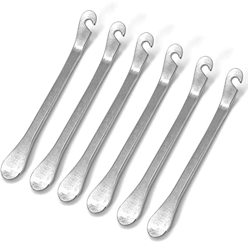 6 Stück Reifenhebel, Metall-Reifenhebel, Gummi-Hebel aus Stahl, Hebel für Reifen für Fahrrad, Reifenlöffel für Fahrrad, Mountainbike, Rennrad (Silber)