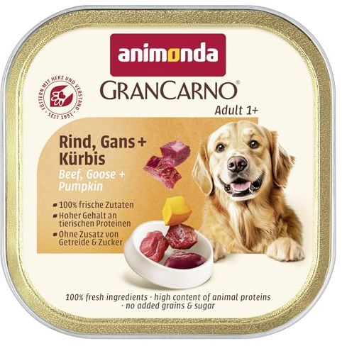 animonda Gran Carno Country Vuxen hundmat, våtfoder för vuxna hundar, hundfoder vått utan spannmål, sockerfri, nötkött, gås pumpa, 22 x 150 g
