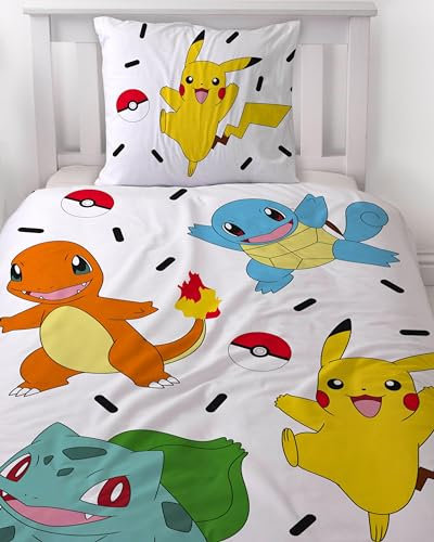 Juego de ropa de cama de franela de 135 x 200 cm, diseño de Pokemon Pikachu