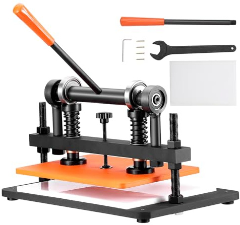 VEVOR Macchina per Goffratura Pelle Cuoio 360x260 mm Capacità 1,5 T, Fustellatrice Manuale Corsa Regolabile 12 mm Perforatrice Goffratura Manuale per Pelle Carta Espanso Plastica Gomma Vari Materiali