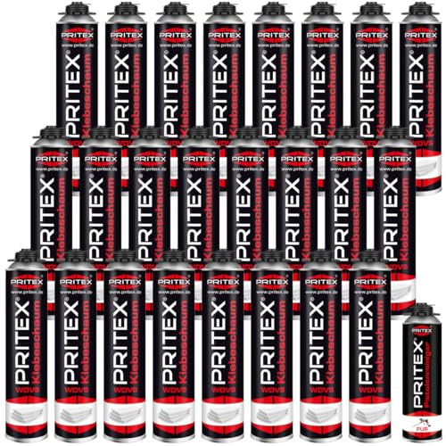 PRITEX WDVS Klebeschaum Set 24x 750ml, Dämmstoffkleber inkl. Reiniger