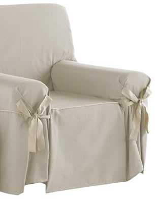 Estoralis Beret | Funda Sofá Lazos Diseño Moderno | Tejido Jaquard Color Lino | para Sillón o Relax 1 Plaza | Tamaño de Tela (de 80 a 110 cm.) Funda para Todo Tipo de Sofás