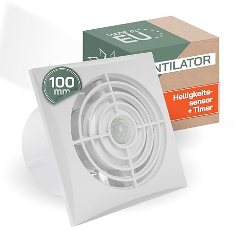 Vent Systems Badlüfter 100mm - Leise, Wasserdicht Badventilator mit Timer und Lichtsensor - IPX4 28dB 5W 75m³/h Wand, Deckenmontage - Geräuscharmer Energieeffizienter Abluftventilator für Küche & Bad