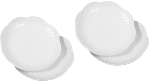 ABOOFAN 4Pcs Ceramic Appetizer Plates White Dipping Sauce Dishes Small Bowls for Soy Sauce, Condiments, Snacks for Home, Restaurant, Hotel