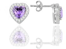 Einzelstück® Ohrstecker mit funkelndem Herz 925 Sterling Silber I Herz Ohrringe mit Zirkonia Steinen I Silber Damen, Mädchen I L'amour Ohrstecker
