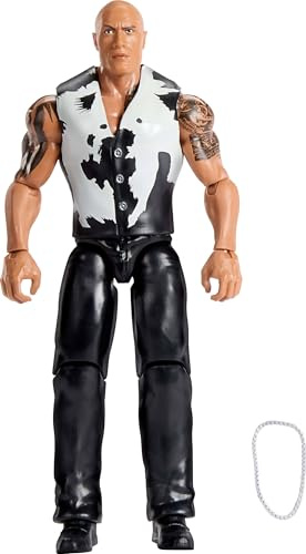 Mattel WWE - Figura de acción de la roca, serie de eventos principales #156, superestrella coleccionable de 6 pulgadas con 14 puntos de articulación y aspecto realista