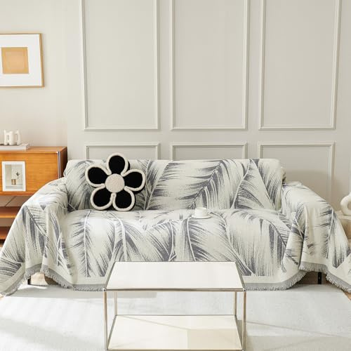 Geila Sofadecke, 2/3/4 Sitzer, rutschfeste Sofabezug, Stretch-Sofaschoner, kratzfestes Sofahandtuch (Gray, 180 * 300cm)