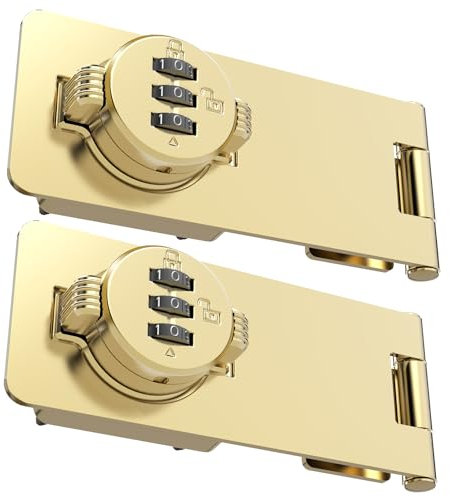 Schrankschlösser, Passwort-Haspenschloss, Schrankschlösser mit Kombination, Tür-Sicherheitsschloss für kleine Türen, Schränke, Scheunentür, Zaun, Badezimmer (2 Packungen goldfarben)