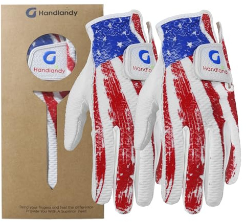 HANDLANDY Paquete de 2 guantes de golf juveniles, mano izquierda, agarre transpirable, guantes de golf para niños y niñas, M
