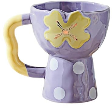 HUMOCHUSON Tasses De Latte Coupe À Glace En Céramique De 350 Ml Avec Pied Haut Et Poignée