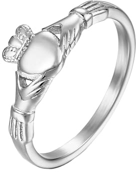 Yzdysg Anillos irlandeses de Claddagh diseñan, anillos de boda que simbolizan la amistad y la lealtad, fabricados en acero dorado para parejas