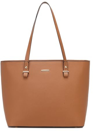 Pahajim Handtasche Damen Groß Tote Bag PU Leder Shopper Tasche Damen Schultertasche für Arbeit, Reisen und Einkaufen(Braun)