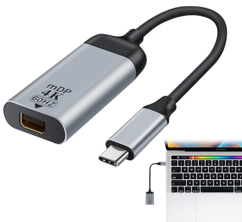 Usb C to Mini DP Displayport cable, Usb C to Displayport Adapter, 4k@60hz DP Female to Type-C Male Audio Video Short Cable Adaptor Converter for Tablet, Phone, Laptop, Monitor, Display, Projector