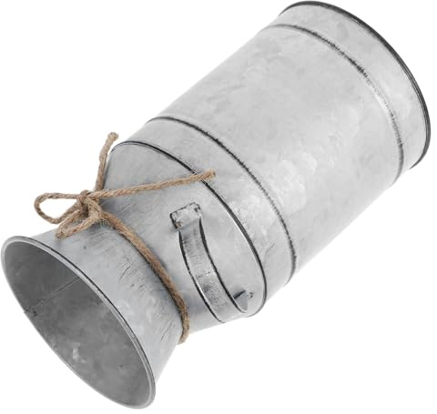BAZEITFLOW Vaso Decorativo in Metallo Zincato Vintage per Fiori Freschi e Secchi Contenitore Rustico in Latta per Decorazione Interni Vaso Stile Country Francese Brocca in Ferro Anticato per