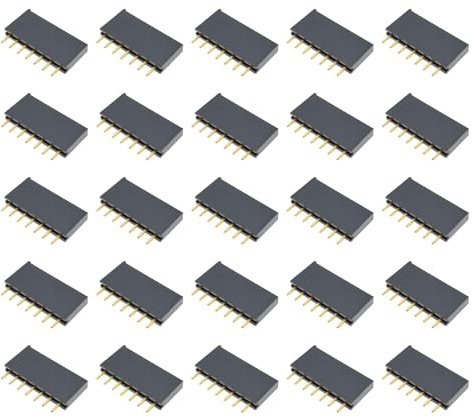 EMSea 40pcs 7-Pin Black Single Row Straight Socket Header 2.54mm Pitch Compatible with PCB Connector Machine Breadboard Electronic Circuit Board