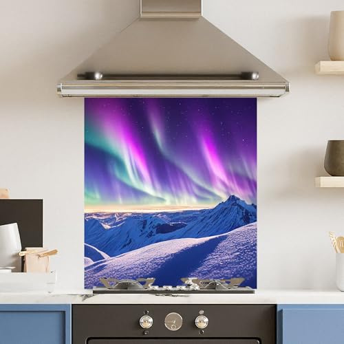 Premium 59.5 x 74.5cm Northern Lights 6mm Glass Toughened Kitchen Splashback
