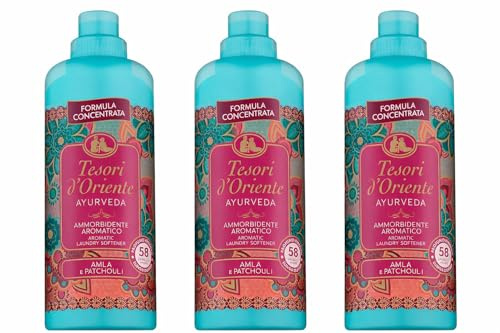 Tesori d’Oriente Ayurveda Weichspüler – 3er Pack – je 1160 ml – TOTAL 3480 ml – Amla & Patchouli – Konzentrierter Duftweichspüler – Lang anhaltender Duft Veltao Set