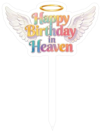 CYUXING Happy Birthday Grave Decorations, Grave Marker Metal Memorial Remembrance Stake Decor for Garden Yard Outdoor Birthday Decoration Supplies, Heart Memorial Plaque Stake