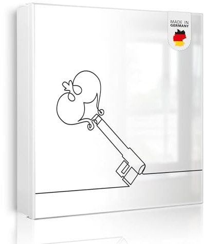 banjado Großer Schlüsselkasten Metall - Schlüsselbox 30x30cm beschreibbarer mit 32 Haken - Schlüsselkasten modern für Schlüsselaufbewahrung - Korpus Weiß Scharnier Links - Motiv Hausherrin Schlüssel 2