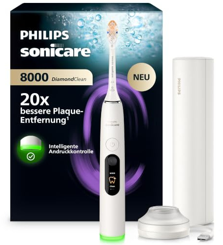 Philips Sonicare Next-Generation DiamondClean 8000 elektrische Zahnbürste - mit intelligenter Andruckkontrolle und 15 Einstellungen