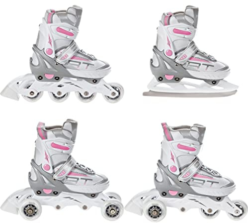 4-i-1 inlineskates/triskates/rullskor/skridskor raven profession vit/rosa justerbar (31–35 (20,5–22,5 cm))