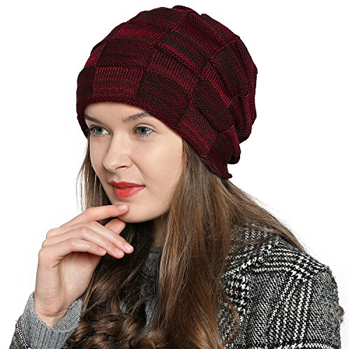 DonDon Mütze Damen Wintermütze Slouch Beanie Strickmütze mit warmen Fleece Innenfutter
