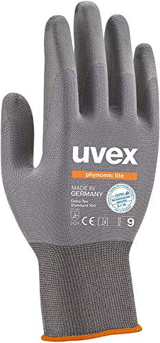 3 Paar uvex phynomic Lite Arbeitshandschuhe EN388 | Schutzhandschuhe mit Grip für Trocken und Leicht feuchte Arbeiten | Ultra Leichte Handschuhe Gegen Mechanische Risiken | dermatologisch Getestet