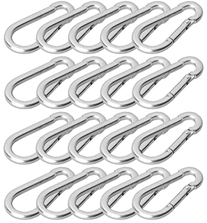 20er Pack Karabinerhaken – Hochfester Stahl-Schnapphaken, Verzinkt, Ideal für Hängematten, Boxsäcke, Sonnensegel & Mehr, Robustes und Vielseitiges Verbindungsmittel