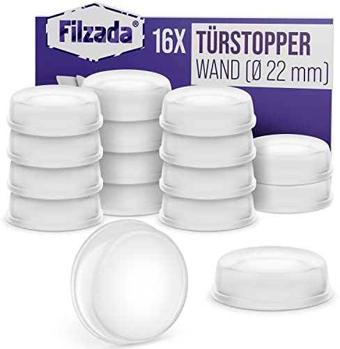 Filzada® 16x Türpuffer Transparent Ø 22mm - Türstopper Wand Selbstklebend | Gummipuffer Wand, Elastikpuffer, Wandpuffer - Anti-Rutsch Silikonfüße für Glasplatte - Gummi Wandschutz - Abstandshalter
