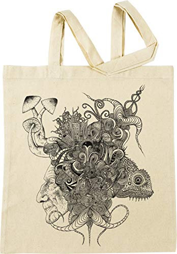 Vendax Psilocybinaturearthell Psychedelisch Tinte Illustration Beige Einkaufstasche