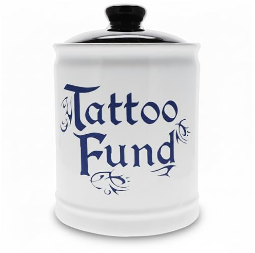Cottage Creek Jars | Tattoo Fund Jar | Ceramic Tattoo Money Jar & Decorative Piggy Bank for Kitchen & Home Decor | Gifts for Women, Men, Dad, Artist, Girlfriend, Boyfriend