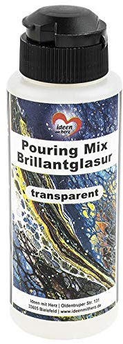 Ideen mit Herz Pouring-Mix-Brillantglasur | glänzende Schutzschicht für Pouring Objekte | transparent | 120 ml | ideal um Pouring Bilder zu versiegeln