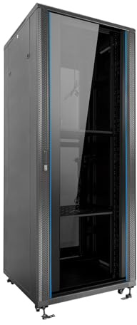 Aiten Data Armario Rack Suelo 19 42U 600 x 1000 x 2060 mm Montado con Accesorios: 2 Bandejas Fijas, 4 Ventiladores 120 mm, 1 PDU con 8 Puertos de 1U, Patas, Ruedas y Llaves