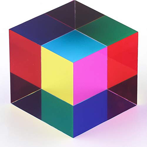 ZhuoChiMall CMY Mixing Color Cube, 40 mm (1,57 Zoll) Acrylwürfelprisma, CMYcube für Heim- oder Bürodekoration, STEM/STEAM-Spielzeug, Science Learning Cube