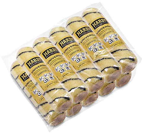 HARDY WORKING TOOLS 10x Malerwalze 25cm, Florhöhe 13mm, Durchmesse 48mm, Farbrolle, Malerrolle, Farbwalze, gelb schwarz