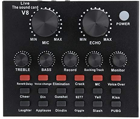 VBESTLIFE V8 Live Sound Card, Bluetooth Voice Changer Karaoke Sound Card per Cellulare/Computer/Auricolare