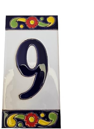 15cm x 7.5cm Large House Numbers, Spanish Ceramic House Numbers Tiles, Pepper Design (9)