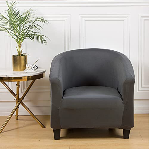 Highdi Sesselschoner Sesselüberwurf mit Elastisch Stretch Husse, Club Chair Einfarbig Schonbezug Sofabezug mit hoher Dehnung Sessel für Clubsessel Loungesessel Cocktailsessel (grau)