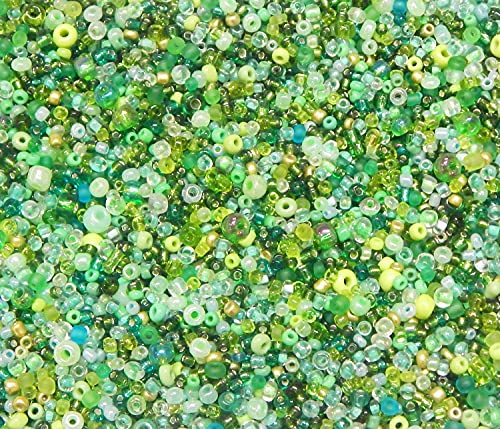 3 000 st. glas rocailles pärlor 2 mm 3 mm 4 mm runda, ponny pärlor, blandad storlek, färg mix, fröpärlor (grön)