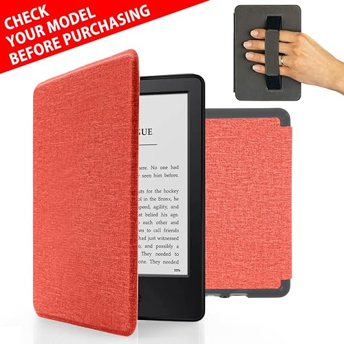 MyGadget Hülle für Kindle Paperwhite 7. Generation [ Modell : EY21 | DP75SDI - bis 2017-6 Zoll ] mit Handschlaufe & Auto Sleep | Wake Funktion - Flip Case in Pink